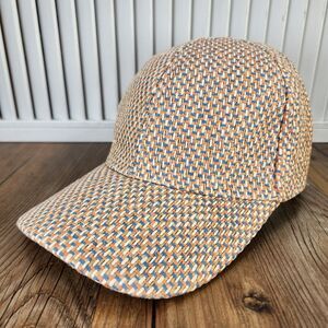 Four Buttons Woven Paper Straw Baseball Hat Cap Orange Blue Designer Summer OSFM